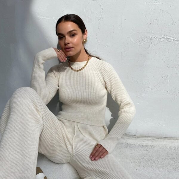 Tracksuit Women's Knitted Sweater Skirt Two Piece Set - Image 4
