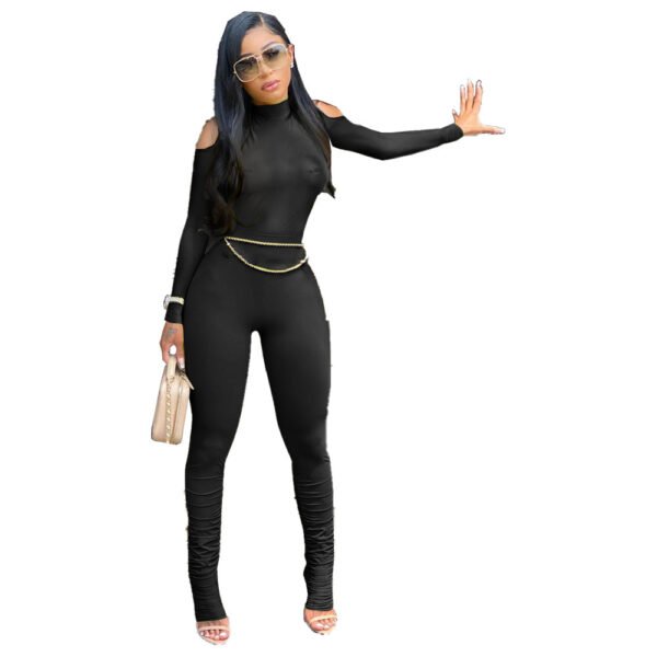 Women's Long Zipper Pleated Jumpsuit - Image 9