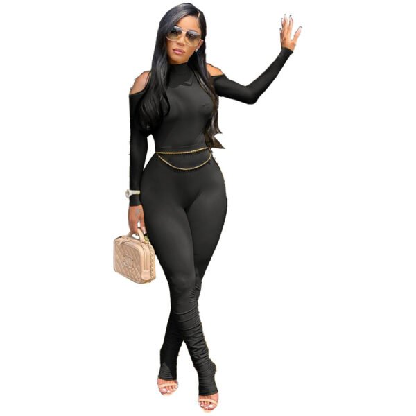Women's Long Zipper Pleated Jumpsuit - Image 2