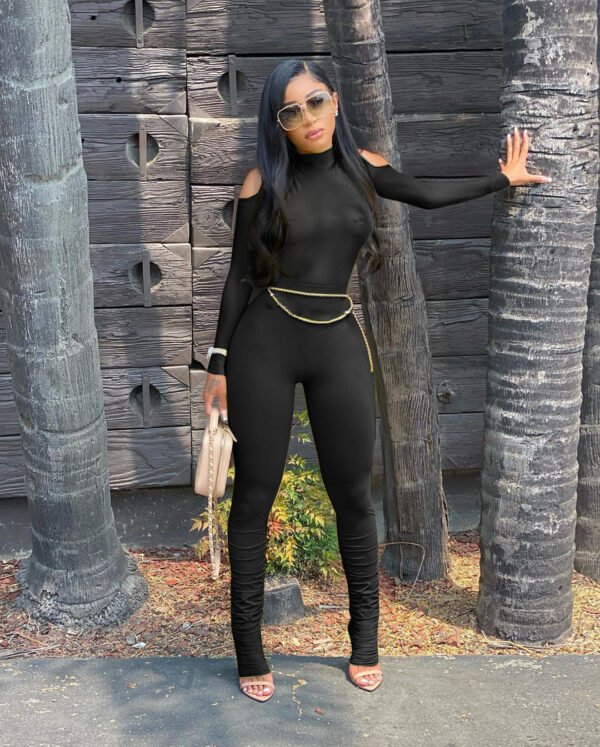 Women's Long Zipper Pleated Jumpsuit - Image 6