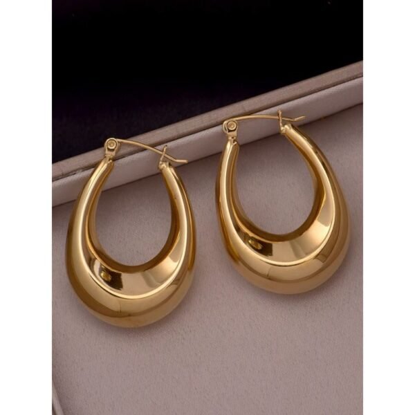 U-shaped Teardrop Earrings With Au750 Coloured Gold Studs - Image 2