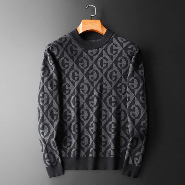 Men's Cardigan Thick Half Turtleneck Sweater Crewneck Slim - Image 2