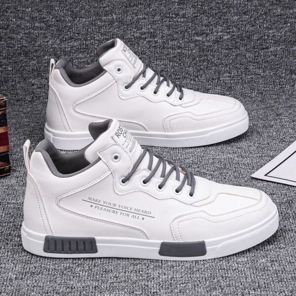Fashionable High-top Leather Panel Shoes All-match Sports - Image 2