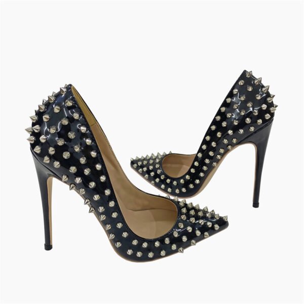 Rivet High Heels Pointed Stiletto Low-cut Shoes - Image 5
