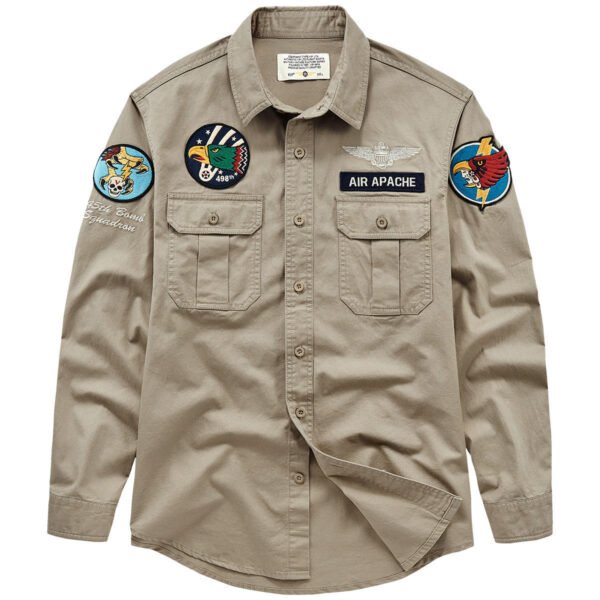 Men's Fashion Vintage Cotton Long-sleeved Shirt - Image 2