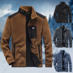 New Solid Color Warm Stand Collar Fleece Jacket