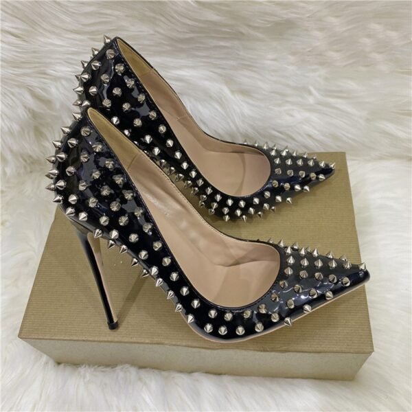 Rivet High Heels Pointed Stiletto Low-cut Shoes - Image 3