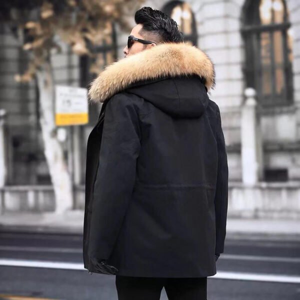 Mid-Length Faux Fur Raccoon Fur Liner Thick Coat - Image 2