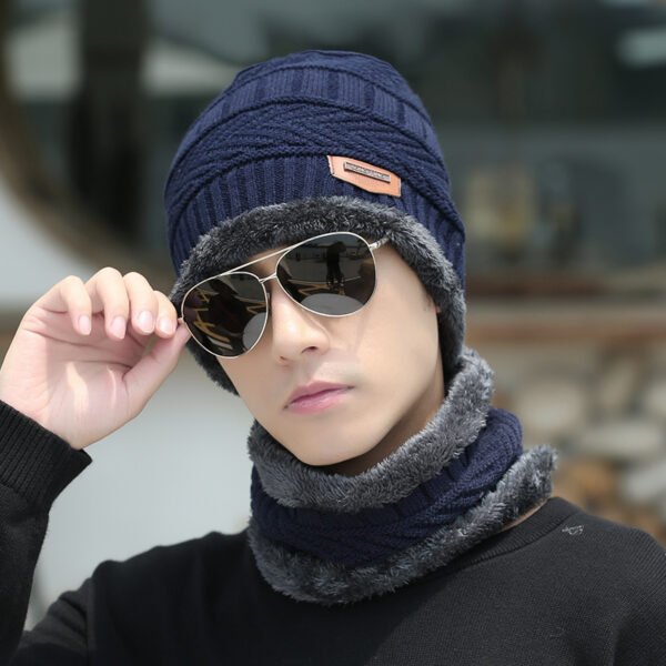 Winter Beanie Hat Scarf Set Warm Knit Hat Thick Fleece Lined Winter Hat Neck Warmer For Men Women - Image 6