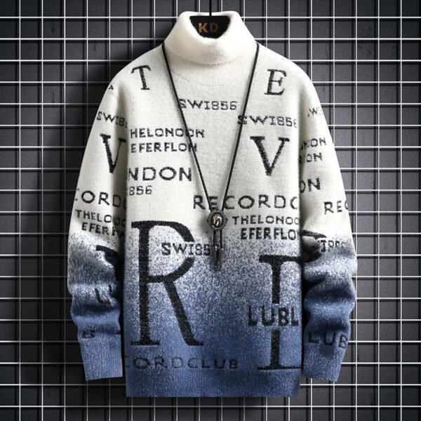 Gradient Mink Fleece Turtleneck Sweater For Men - Image 2