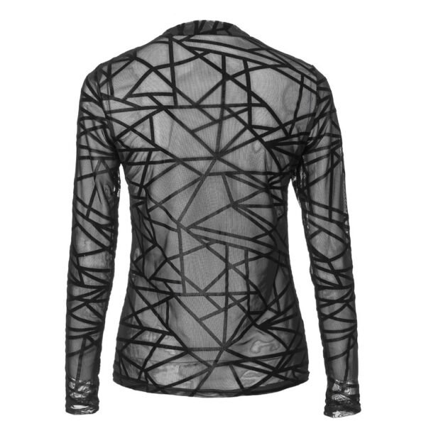 Sexy Women Blouses Transparent Mesh Long Sleeve Tops Tee - Image 4