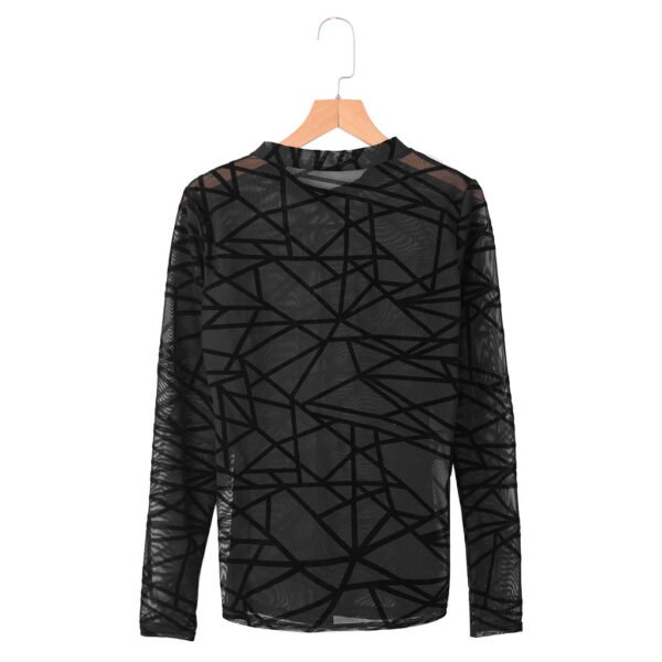 Sexy Women Blouses Transparent Mesh Long Sleeve Tops Tee - Image 6