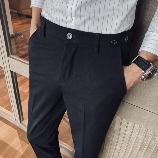 Fashionable British Slim-fit Solid Color Men's Trousers With Small Feet - Image 7