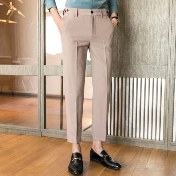 Fashionable British Slim-fit Solid Color Men's Trousers With Small Feet - Image 6