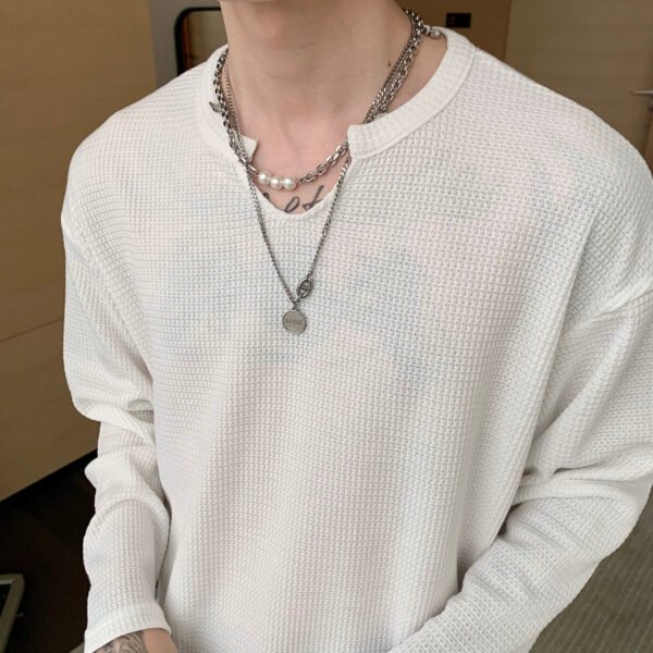 Solid Color T-Shirt Men's Long Sleeves - Image 2