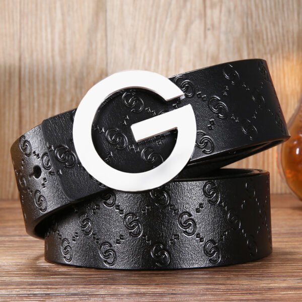 Men'S Belt Leather Middle-Aged And Young Korean Letter G Youth Belt Smooth Buckle Top Layer Pure Cowhide Belt Men - Image 3
