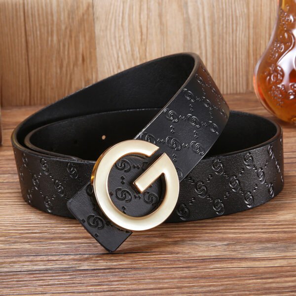 Men'S Belt Leather Middle-Aged And Young Korean Letter G Youth Belt Smooth Buckle Top Layer Pure Cowhide Belt Men - Image 6