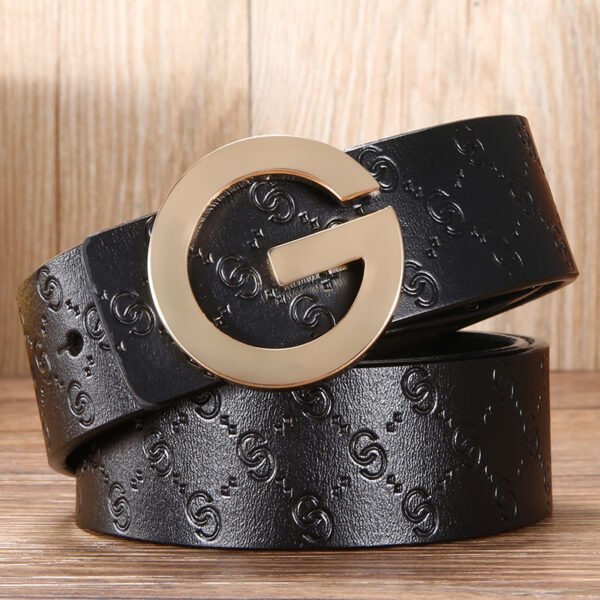 Men'S Belt Leather Middle-Aged And Young Korean Letter G Youth Belt Smooth Buckle Top Layer Pure Cowhide Belt Men - Image 4