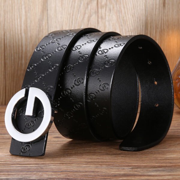 Men'S Belt Leather Middle-Aged And Young Korean Letter G Youth Belt Smooth Buckle Top Layer Pure Cowhide Belt Men - Image 2