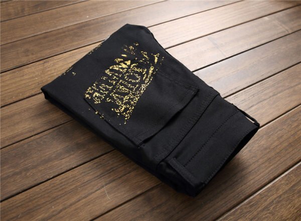 Jeans Slim Graffiti Print Plus Size Trousers Men - Image 3