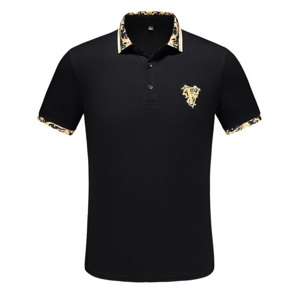 New Embroidery Short-sleeved Polo Shirts Men's Summer British Fashion Men's Cotton Lapel Knitted Polo Shirt - Image 4