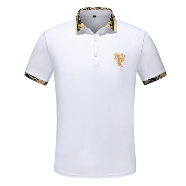 New Embroidery Short-sleeved Polo Shirts Men's Summer British Fashion Men's Cotton Lapel Knitted Polo Shirt - Image 5