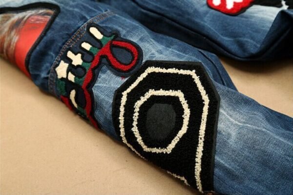 Embroidered denim straight pants - Image 10