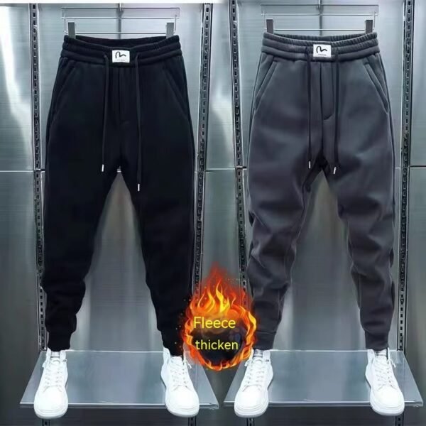 Men's Korean-style Trendy Sports Trousers Fleece-lined Trendy Brand Ankle Length Ankle-tied Sweatpants - Image 7