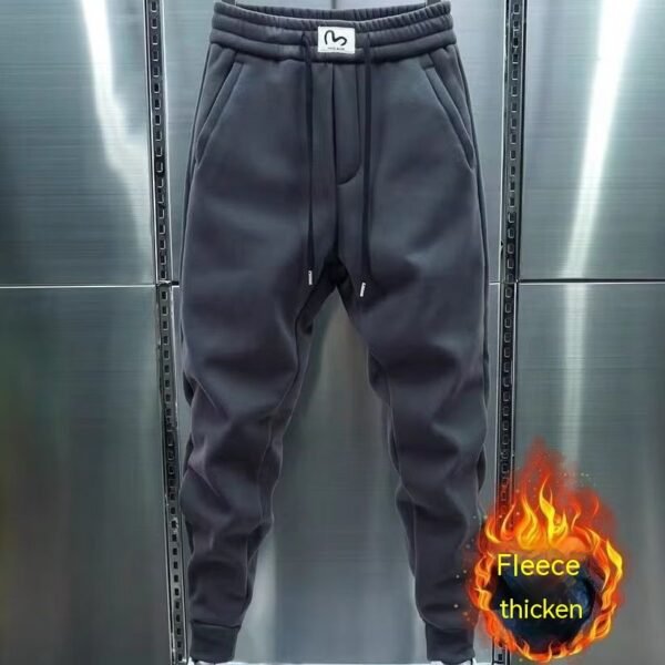 Men's Korean-style Trendy Sports Trousers Fleece-lined Trendy Brand Ankle Length Ankle-tied Sweatpants - Image 8