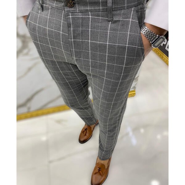 Men's Fashion Plaid Business Casual Pencil Pants Trousers - Image 2