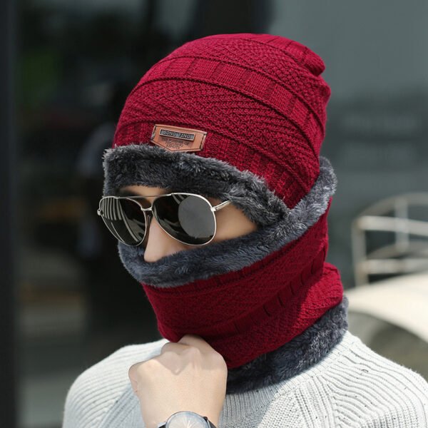 Winter Beanie Hat Scarf Set Warm Knit Hat Thick Fleece Lined Winter Hat Neck Warmer For Men Women - Image 5