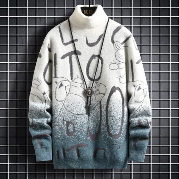 Gradient Mink Fleece Turtleneck Sweater For Men - Image 4