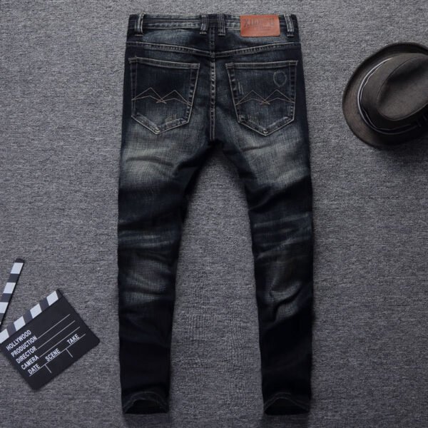 European And American Fashion Frayed Slim-fit Men's Jeans - Image 2