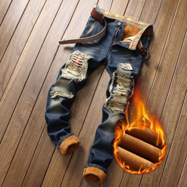 Fall Winter New Style Plus Cashmere Men's Jeans - Image 5