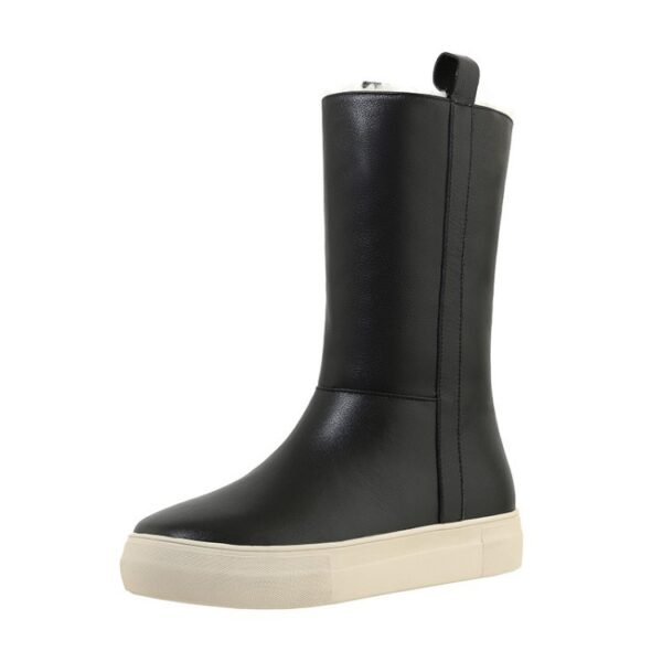 Snow boots women's mid-tube with plush fur - Image 4