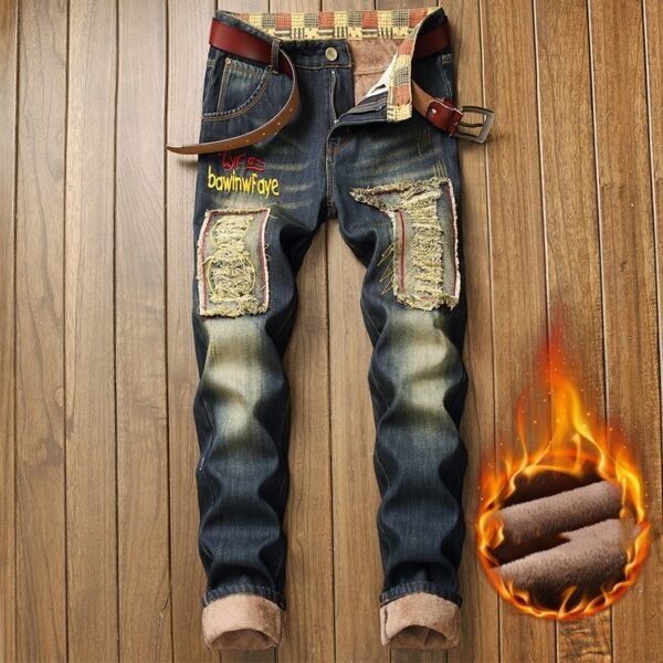 Fall Winter New Style Plus Cashmere Men's Jeans - Image 7