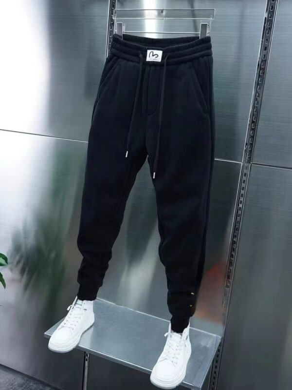 Men's Korean-style Trendy Sports Trousers Fleece-lined Trendy Brand Ankle Length Ankle-tied Sweatpants - Image 4