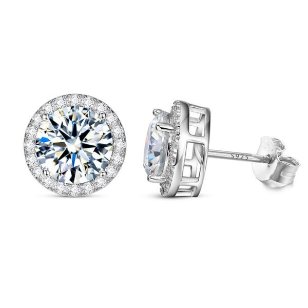 S925 Sterling Silver D Color Moissanite Classic Rock Sugar Earrings - Image 5