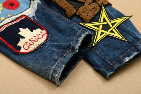 Embroidered denim straight pants - Image 8