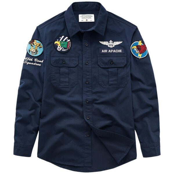 Men's Fashion Vintage Cotton Long-sleeved Shirt - Image 3