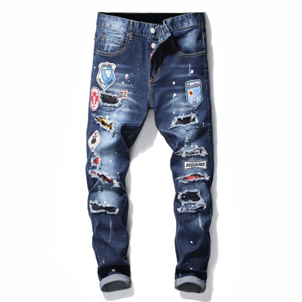 men jeans famous D2 Men slim jeans pants mens denim trousers zipper blue hole Pencil Pants - Image 7