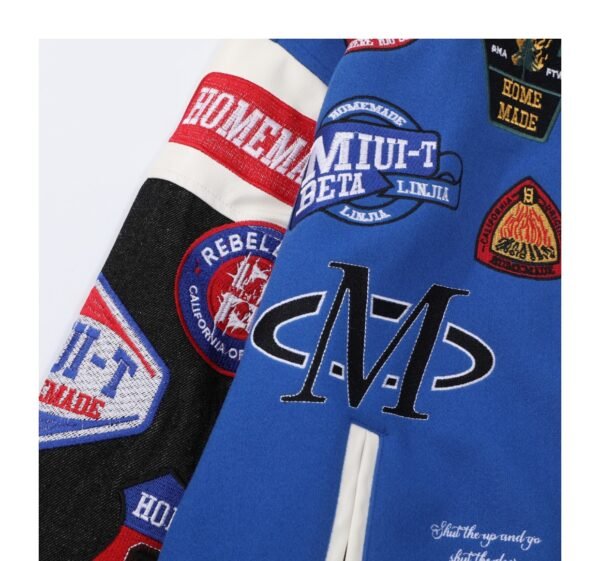 Men's And Women's Denim Sleeve Patchwork Loose Jacket - Image 4