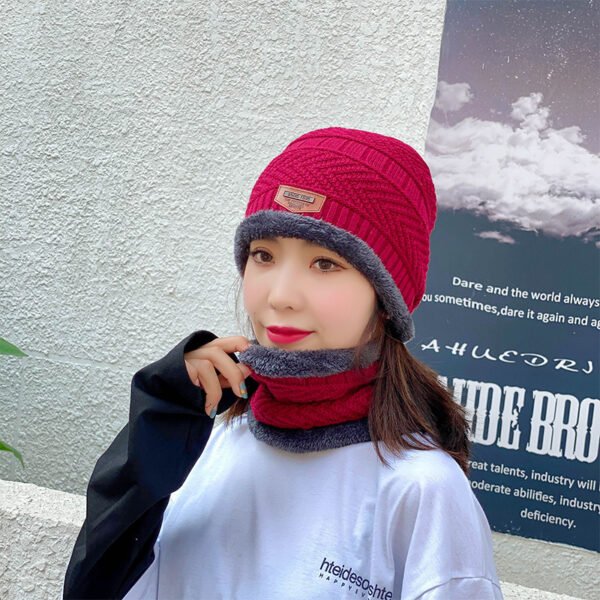 Winter Beanie Hat Scarf Set Warm Knit Hat Thick Fleece Lined Winter Hat Neck Warmer For Men Women - Image 4