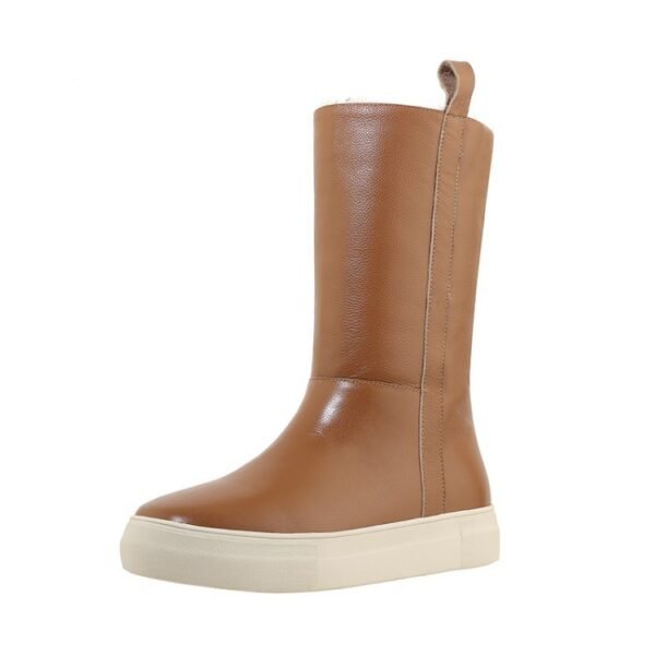 Snow boots women's mid-tube with plush fur - Image 5