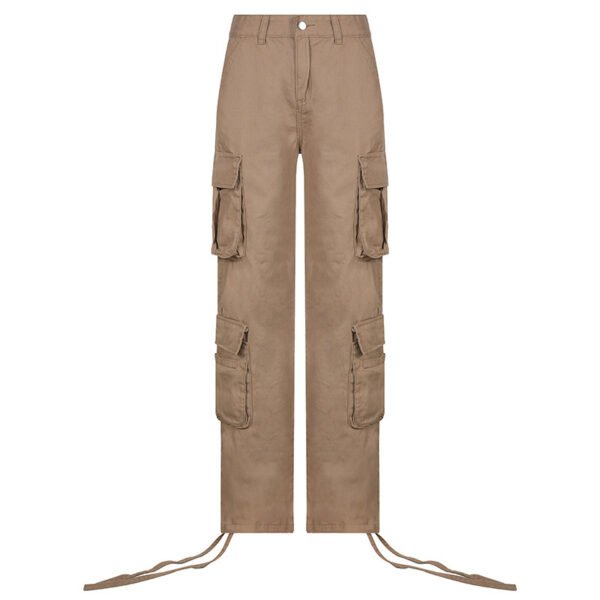 Women's Multi-Pocket Low Rise Cargo Straight Pants - Image 4