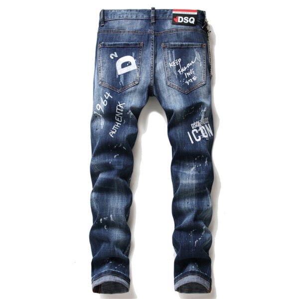 men jeans famous D2 Men slim jeans pants mens denim trousers zipper blue hole Pencil Pants - Image 4