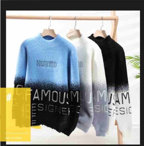 Men's Half Turtleneck  With Fleece Thickened Sweater - Image 4