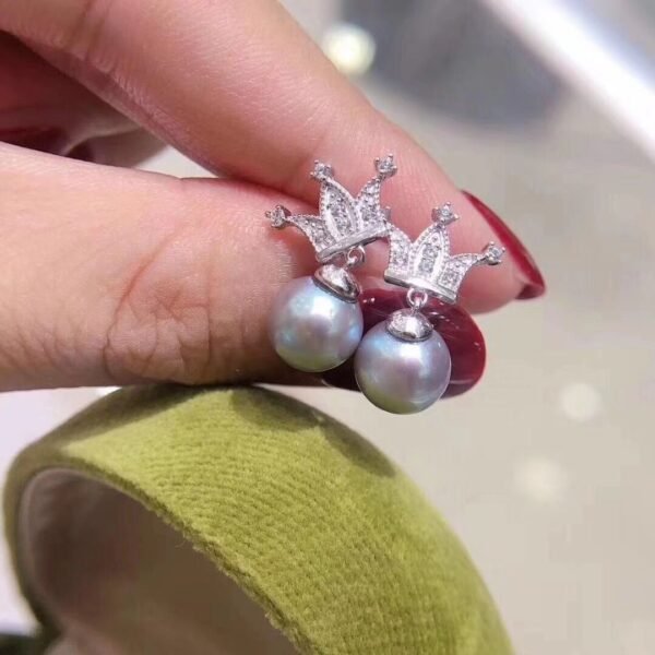 6-7mm Seawater Jane Stud Earrings S925 Crown Studs - Image 5