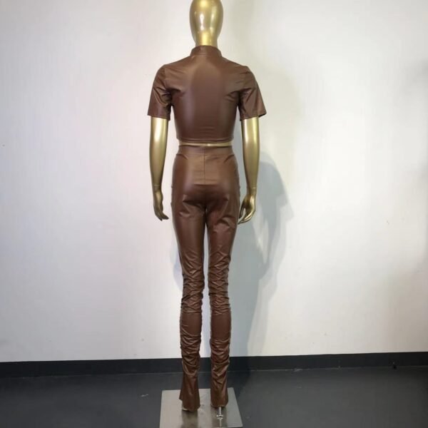 Women's Tight Elastic Force Leather Pants Suit - Image 6