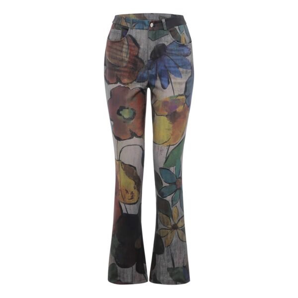European And American Plus Size Women's Casual Pants Floral Thin Trousers - Image 3